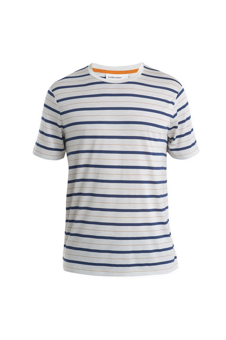 Icebreaker Merino Blend Wave T-Shirt Stripe EcruHeather/Royal Navy/Praline Herr - T-shirts & Linnen