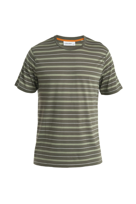 Icebreaker Merino Blend Wave T-Shirt Stripe Loden/Lichen/Snow Herr - T-shirts & Linnen