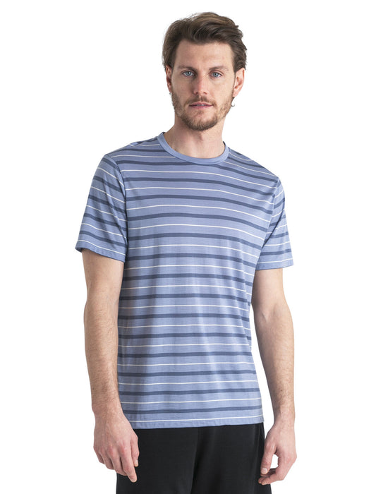 Icebreaker Merino Blend Wave T-Shirt Stripe Kyanite/Dawn/Snow Herr - T-shirts & Linnen