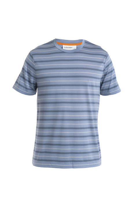 Icebreaker Merino Blend Wave T-Shirt Stripe Kyanite/Dawn/Snow Herr - T-shirts & Linnen