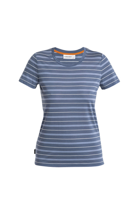 Icebreaker Merino Blend Wave T-Shirt Stripe  Dawn/Kyanite/Snow Dam - T-shirts & Linnen Dam