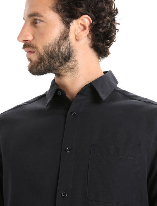 Icebreaker Merino Steveston Long Sleeve Shirt  Black Herr - T-shirts & Linnen