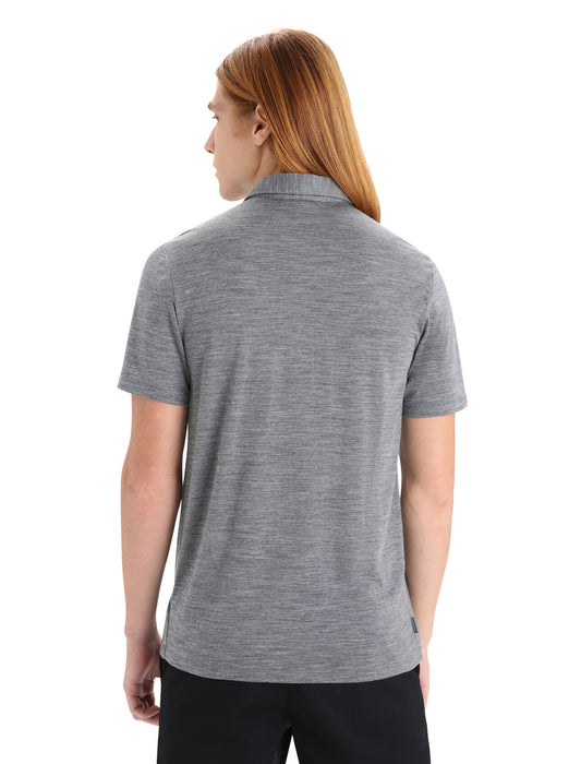 Icebreaker Merino Blend Drayden Polo Gritstone Heather Herr - T-shirts & Linnen