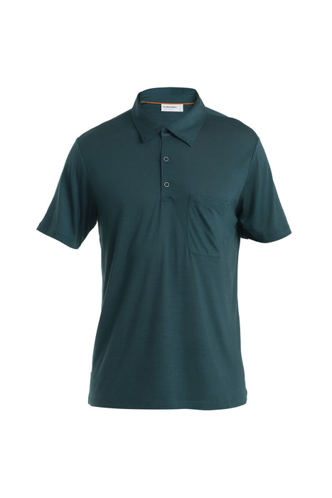 Icebreaker Merino Blend Drayden Polo Fathom Green Herr - T-shirts & Linnen