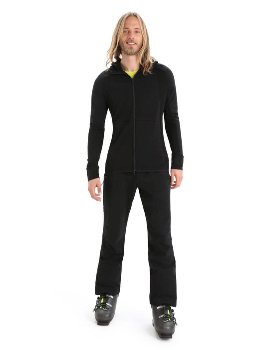 Icebreaker ZoneKnit™ Merino Long Sleeve Zip Hoodie Black Herr - Tröjor