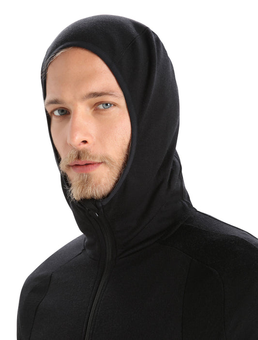 Icebreaker ZoneKnit™ Merino Long Sleeve Zip Hoodie Black Herr - Tröjor