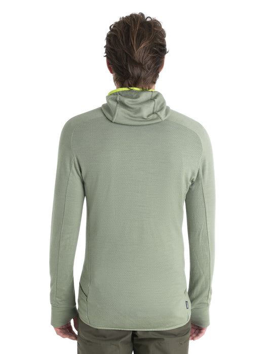 Icebreaker ZoneKnit™ Merino Long Sleeve Zip Hoodie Lichen/Hyper Herr - Tröjor