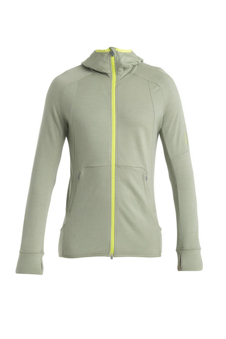 Icebreaker ZoneKnit™ Merino Long Sleeve Zip Hoodie Lichen/Hyper Herr - Tröjor