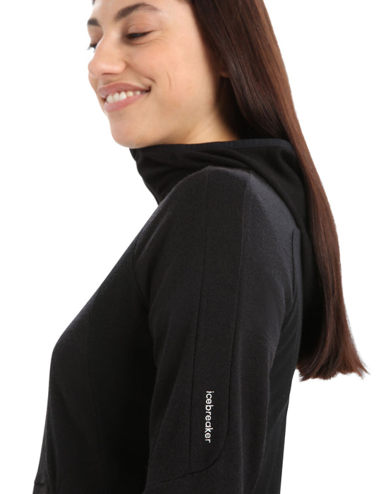 Icebreaker ZoneKnit™ Merino Long Sleeve Zip Hoodie  Black Dam - Tröjor Dam