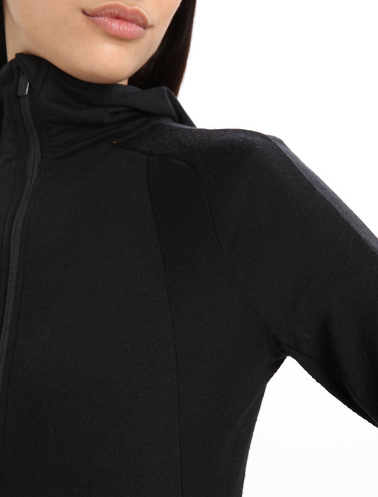 Icebreaker ZoneKnit™ Merino Long Sleeve Zip Hoodie  Black Dam - Tröjor Dam