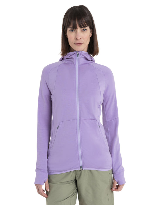 Icebreaker ZoneKnit™ Merino Long Sleeve Zip Hoodie  Purple Gaze Dam - Tröjor Dam