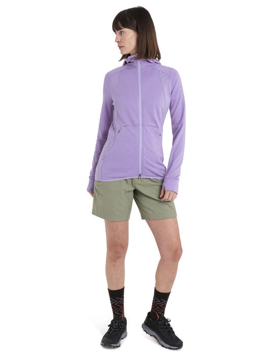 Icebreaker ZoneKnit™ Merino Long Sleeve Zip Hoodie  Purple Gaze Dam - Tröjor Dam