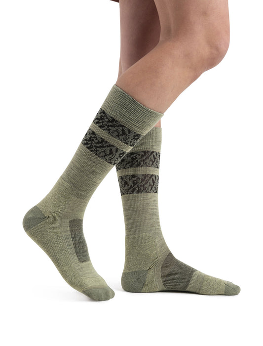 Icebreaker Merino Hike+ Light Crew Socks Natural Summit Glazen/Lichen/Black Dam - Strumpor Dam