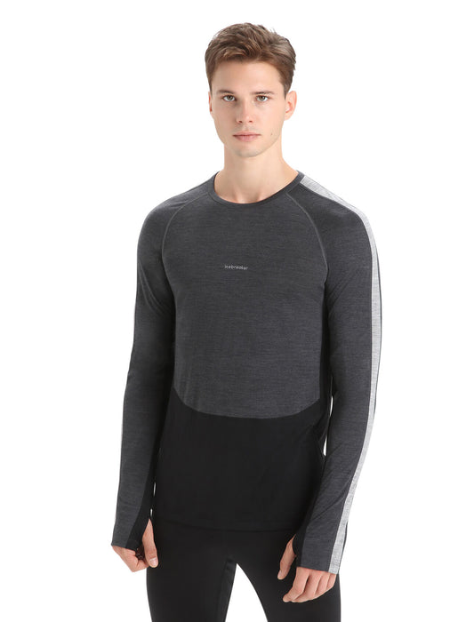 Icebreaker 125 ZoneKnit™ Merino Blend Long Sleeve Crewe Thermal Top Jet Heather/Black Herr - Underställ