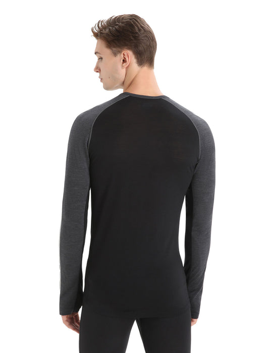 Icebreaker 125 ZoneKnit™ Merino Blend Long Sleeve Crewe Thermal Top Jet Heather/Black Herr - Underställ