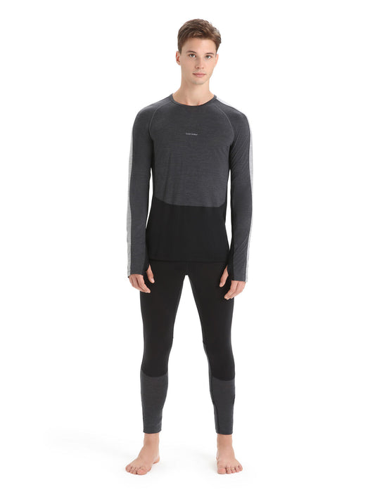 Icebreaker 125 ZoneKnit™ Merino Blend Long Sleeve Crewe Thermal Top Jet Heather/Black Herr - Underställ