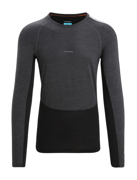 Icebreaker 125 ZoneKnit™ Merino Blend Long Sleeve Crewe Thermal Top Jet Heather/Black Herr - Underställ