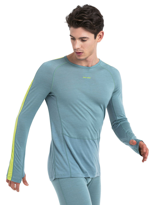 Icebreaker 125 ZoneKnit™ Merino Blend Long Sleeve Crewe Thermal Top Cloud Ray/Hyper Herr - Underställ