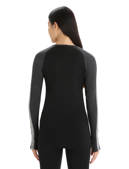 Icebreaker 125 ZoneKnit™ Merino Blend Long Sleeve Crewe Thermal Top  Jet Heather/Black Dam - Underställ Dam