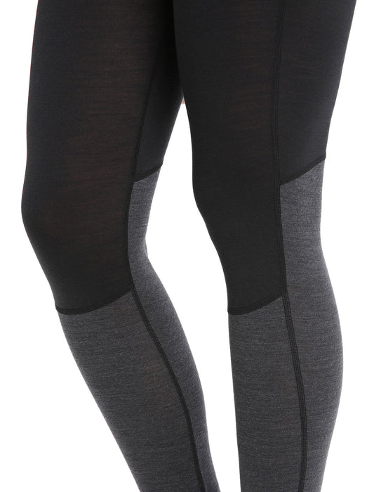 Icebreaker 125 ZoneKnit™ Merino Blend Thermal Leggings  Black/Jet Heather Dam - Underställ Dam