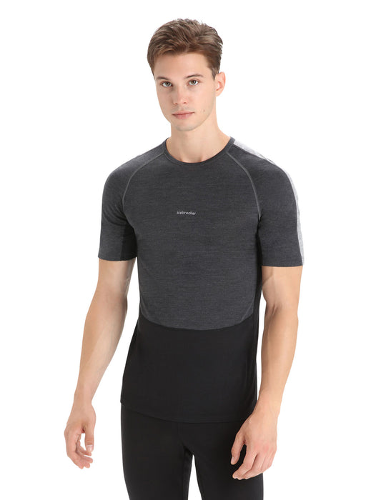 Icebreaker 125 ZoneKnit™ Merino Blend Short Sleeve Crewe Thermal Top  Jet Heather/Black Herr - Underställ