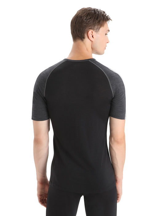 Icebreaker 125 ZoneKnit™ Merino Blend Short Sleeve Crewe Thermal Top  Jet Heather/Black Herr - Underställ