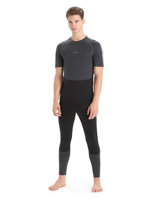 Icebreaker 125 ZoneKnit™ Merino Blend Short Sleeve Crewe Thermal Top  Jet Heather/Black Herr - Underställ