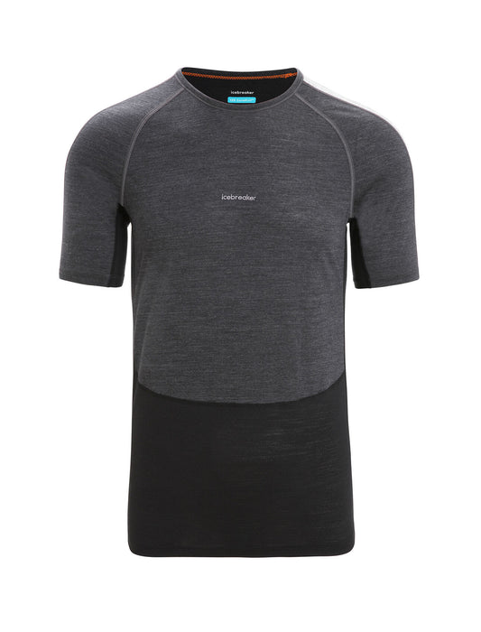 Icebreaker 125 ZoneKnit™ Merino Blend Short Sleeve Crewe Thermal Top  Jet Heather/Black Herr - Underställ