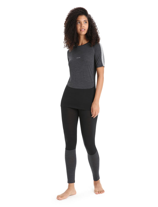 Icebreaker 125 ZoneKnit™ Merino Blend Short Sleeve Crewe Thermal Top  Jet Heather/Black Dam - Underställ Dam