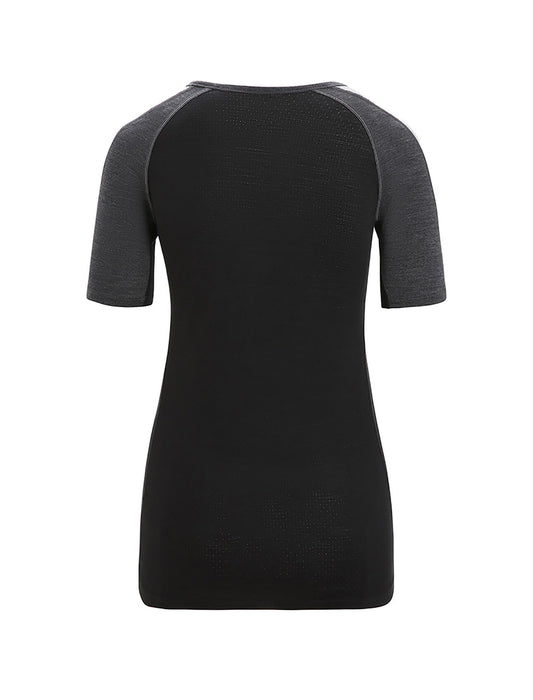 Icebreaker 125 ZoneKnit™ Merino Blend Short Sleeve Crewe Thermal Top  Jet Heather/Black Dam - Underställ Dam