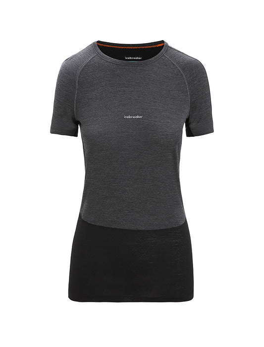 Icebreaker 125 ZoneKnit™ Merino Blend Short Sleeve Crewe Thermal Top  Jet Heather/Black Dam - Underställ Dam