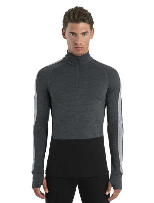 Icebreaker 200 ZoneKnit™ Merino Long Sleeve Half Zip Thermal Top Jet Heather/Black Herr - Underställ