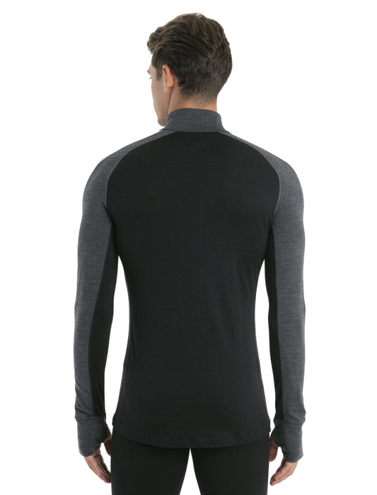 Icebreaker 200 ZoneKnit™ Merino Long Sleeve Half Zip Thermal Top Jet Heather/Black Herr - Underställ