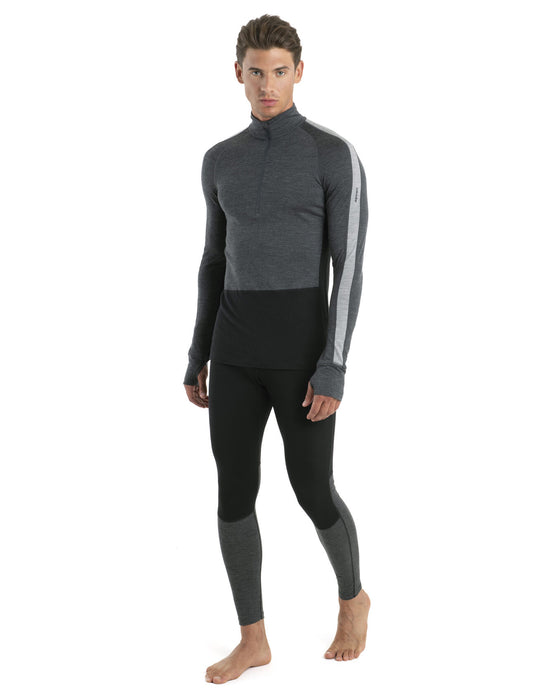 Icebreaker 200 ZoneKnit™ Merino Long Sleeve Half Zip Thermal Top Jet Heather/Black Herr - Underställ