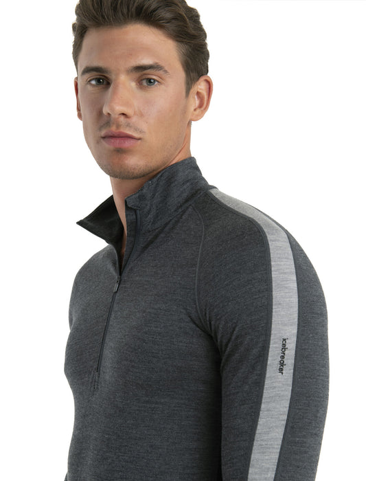 Icebreaker 200 ZoneKnit™ Merino Long Sleeve Half Zip Thermal Top Jet Heather/Black Herr - Underställ