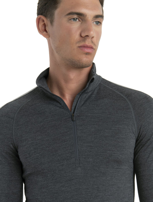 Icebreaker 200 ZoneKnit™ Merino Long Sleeve Half Zip Thermal Top Jet Heather/Black Herr - Underställ