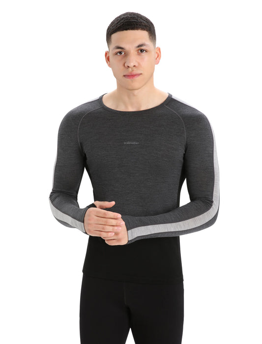 Icebreaker 200 ZoneKnit™ Merino Long Sleeve Crewe Thermal Top  Jet Heather/Black Herr - Underställ