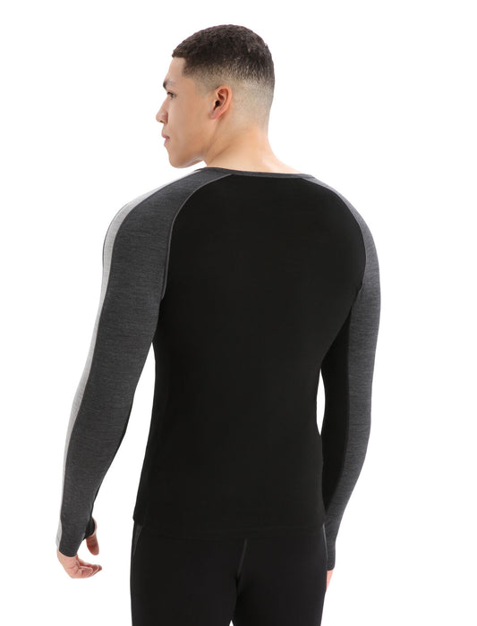 Icebreaker 200 ZoneKnit™ Merino Long Sleeve Crewe Thermal Top  Jet Heather/Black Herr - Underställ