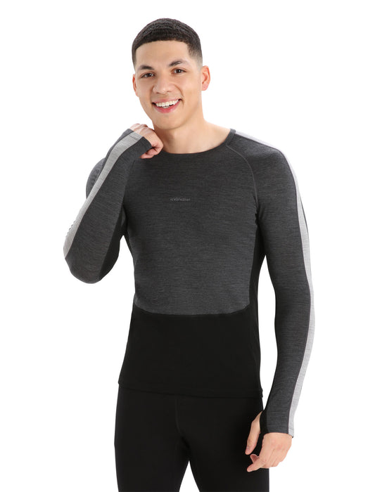 Icebreaker 200 ZoneKnit™ Merino Long Sleeve Crewe Thermal Top  Jet Heather/Black Herr - Underställ