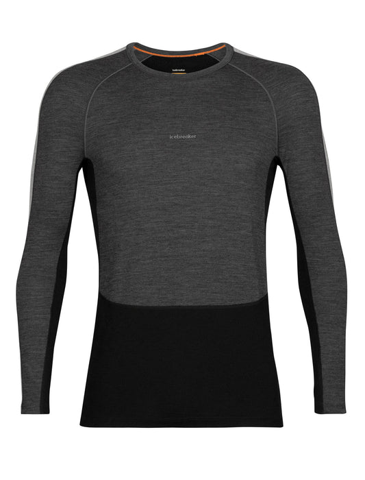 Icebreaker 200 ZoneKnit™ Merino Long Sleeve Crewe Thermal Top  Jet Heather/Black Herr - Underställ