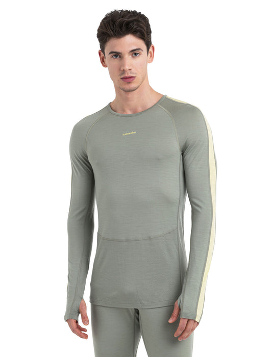 Icebreaker 200 ZoneKnit™ Merino Long Sleeve Crewe Thermal Top  Lichen/Lucid Herr - Underställ