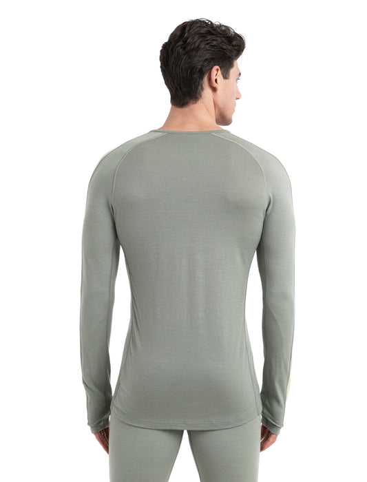 Icebreaker 200 ZoneKnit™ Merino Long Sleeve Crewe Thermal Top  Lichen/Lucid Herr - Underställ