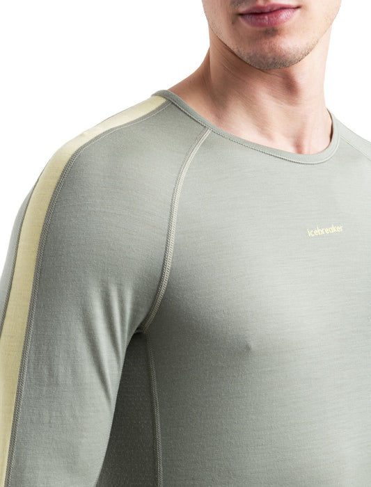 Icebreaker 200 ZoneKnit™ Merino Long Sleeve Crewe Thermal Top  Lichen/Lucid Herr - Underställ