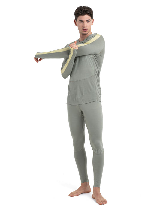 Icebreaker 200 ZoneKnit™ Merino Long Sleeve Crewe Thermal Top  Lichen/Lucid Herr - Underställ