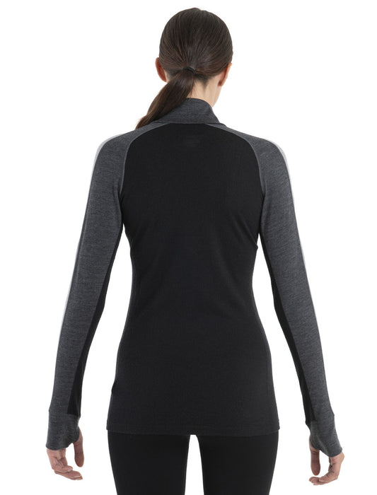 Icebreaker 200 ZoneKnit™ Merino Long Sleeve Half Zip Thermal Top  Jet Heather/Black Dam - Underställ Dam