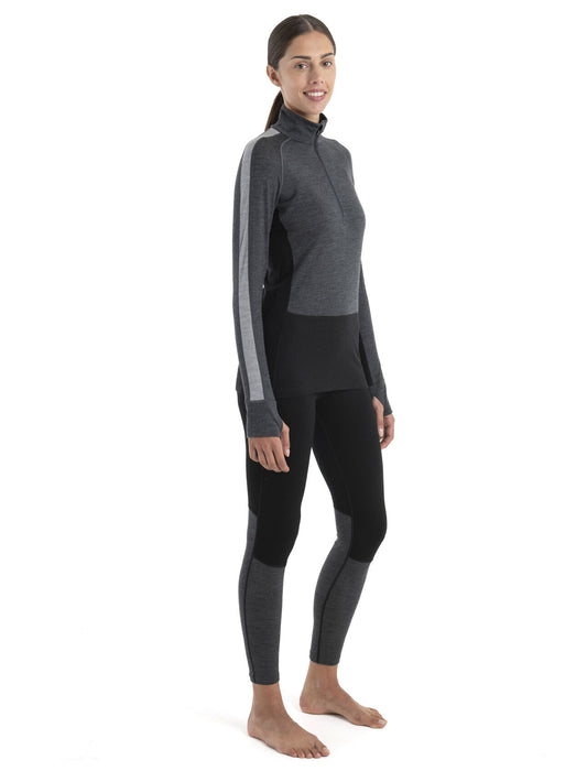 Icebreaker 200 ZoneKnit™ Merino Long Sleeve Half Zip Thermal Top  Jet Heather/Black Dam - Underställ Dam