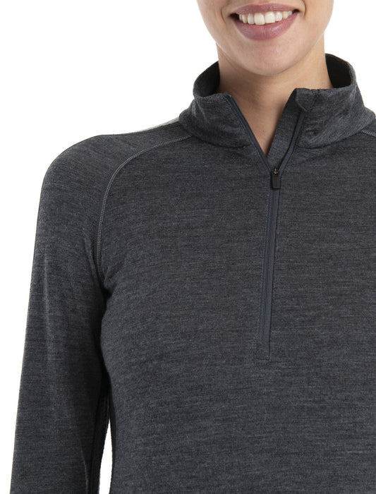 Icebreaker 200 ZoneKnit™ Merino Long Sleeve Half Zip Thermal Top  Jet Heather/Black Dam - Underställ Dam