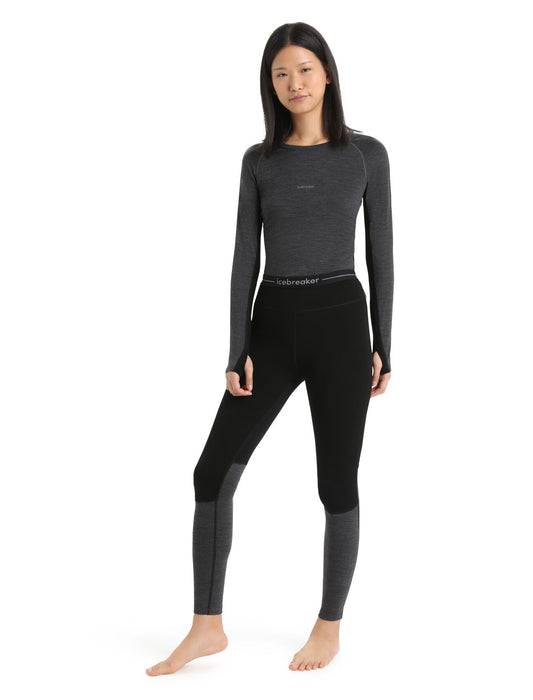 Icebreaker 200 ZoneKnit™ Merino Thermal Leggings  Black/Jet Heather Dam - Underställ Dam