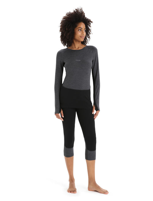 Icebreaker 200 ZoneKnit™ Merino Thermal Legless  Black/Jet Heather Dam - Underställ Dam