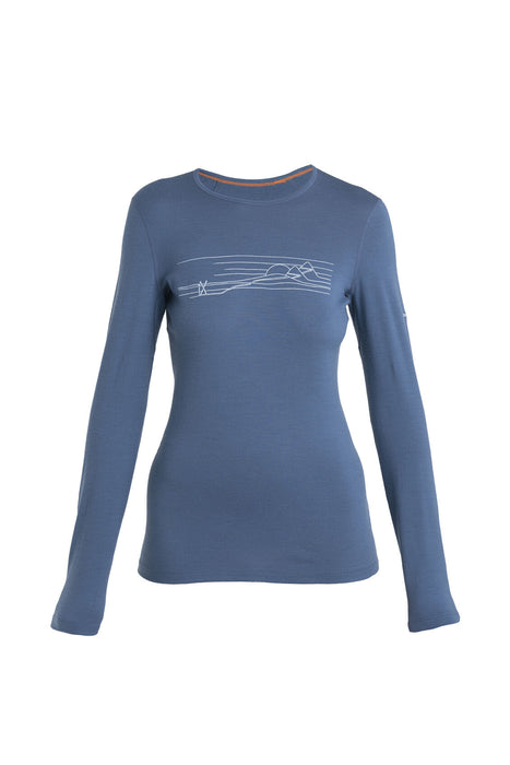 Icebreaker Merino 200 Oasis Long Sleeve Crewe Thermal Top Ski Stripes  Dawn Dam - Underställ Dam